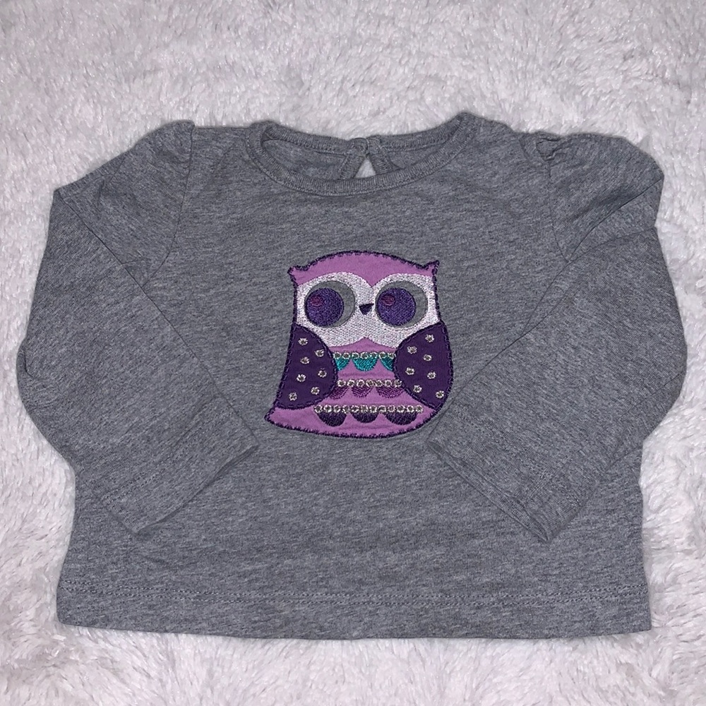(3 for $10) emma&jack 6 month gray long sleeve owl top 🦉